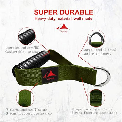 Heavy Duty Gym Workout Handles Attachment for Cable Machine,Resistance Band,Pulley System Home Exercise Equipment, Comfortable and Stronger Grip - color: Military Green
