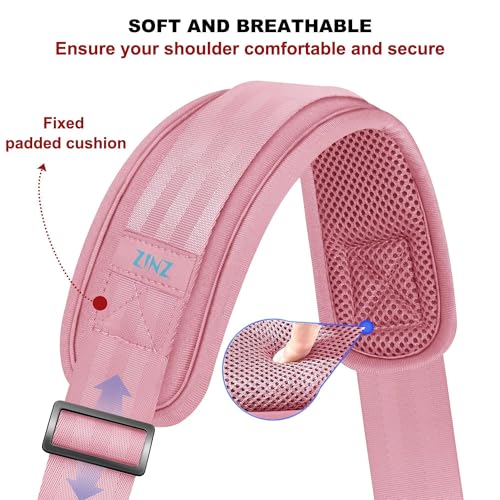 ZINZ 75" Shoulder Strap with Fixed Pad and Dual Balanced Buckles，Pink - color: Pink
