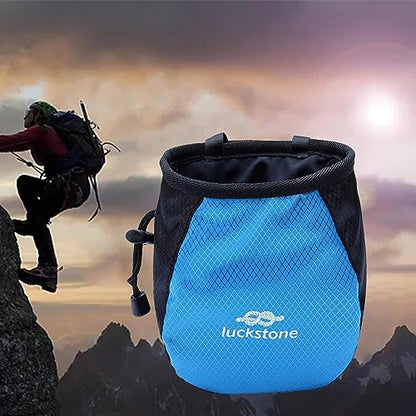 Drawstring Pouch Gym Chalk Bag Refillable Equipment Portable Wide Opening Design Wrist Bush Lightweight Carry Bag Suitable for Climbing - color: Blue
