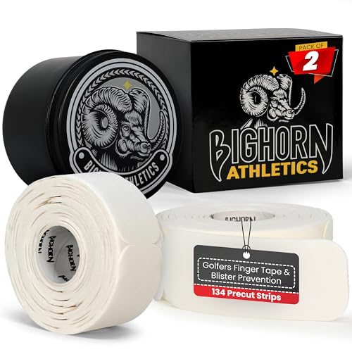 Bighorn Athletics Blister Tape with Tin, 134 Precut Strips, White | Waterproof precut strips protect fingers & feet from blisters. Flexible, skin-friendly. Stays on for golf, hikes & long runs. - color: White, size: 2-Pack