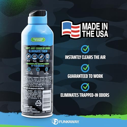 FunkAway Extreme Military Grade Odor Eliminating AeroSpray, 6 oz., Odor Eliminating Spray Designed for First Responders, Removes Sweaty, Musty, Smoke and Pet Odors
