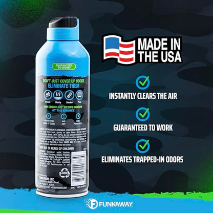 FunkAway Extreme Military Grade Odor Eliminating AeroSpray, 6 oz., Odor Eliminating Spray Designed for First Responders, Removes Sweaty, Musty, Smoke and Pet Odors