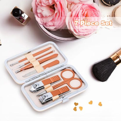 Manicure Set-Stainless Steel Nail Care Set-Professional 7 in 1 Ingrown Toenail Clipper Grooming Tool-Pedicure Kit & Toe Nail Cutter-Thick Nail Scissors Toiletries with Cuticle Trimmer (Rose Gold) - color: Rose Gold