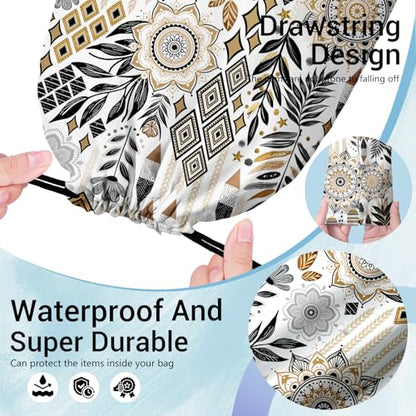 Abstract Floral Gymnastics Drawstring Bags Lightweight Small Gym String Bag for Dancer Gymnasts - color: Tie Dye Horse-multi