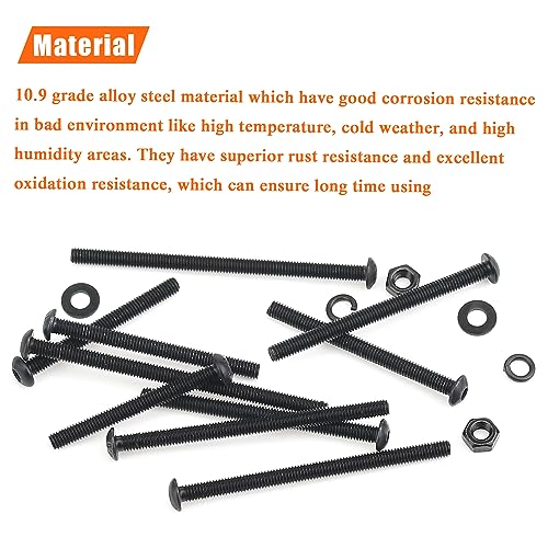 HELIFOUNER 400 Pieces M3 x 30mm /35mm /40mm /45mm /50mm, Button Head Socket Cap Metric Screws Bolts Washers Nuts Kit, 10.9 Grade Alloy Steel, Fully Threaded, Black - size: M3 x 30/35/40/45/50mm, style: Button Head
