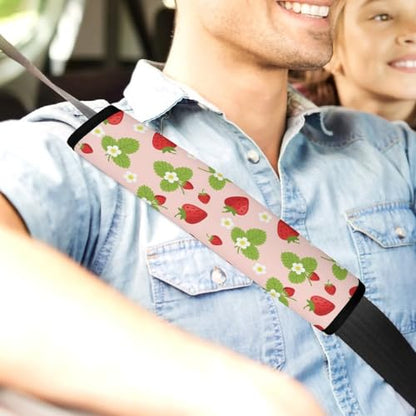 Universal Soft and Comfortable Car Seat Straps Shoulder Pads for Adult Use, Stroller Pushchair High Chair, 2PCS Strawberry Red Pink Fruit Floral Harness Pads Strap - color: Pattern 116