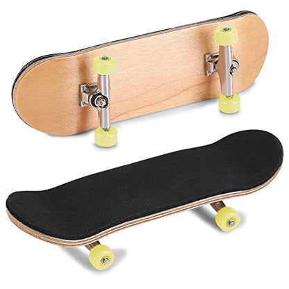 Milltrip Wooden Finger Skateboards, 1Pc Maple Wooden Alloy Fingerboard Finger Skateboards with Box Reduce Pressure Gifts (Yellow) - color: Yellow