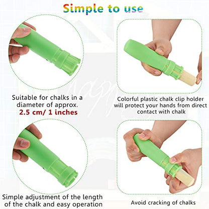 Outus 5 Pieces Sidewalk Chalk Holders Railroad Chalk Holder Jumbo Plastic Adjustable Clip for Kids Teachers Students Back to School Office Classroom (Bright Colors)