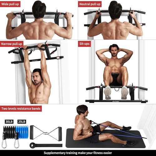 Ally Peaks Pull Up Bar for Doorway，Adjustable Handle Width Pullup Bar with 2Pcs Exercise Resistance Bands，New 2026 Upgraded At Home Workout Equipment Chin Up Bar，Multiple Original U.S. Patents
