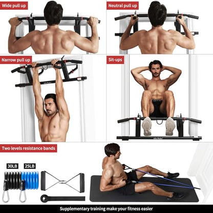 Ally Peaks Pull Up Bar for Doorway，Adjustable Handle Width Pullup Bar with 2Pcs Exercise Resistance Bands，New 2026 Upgraded At Home Workout Equipment Chin Up Bar，Multiple Original U.S. Patents