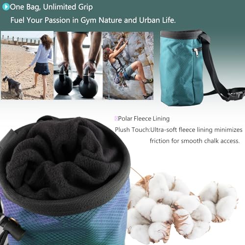 Outdoor Rock Climbing Bouldering Magnesium Powder Bag Quick Dry Waterproof Tightened Bag Gym Weightlifting Deadlift Yoga Multi Purpose Storage Bag with Metal Buckle(Blue)