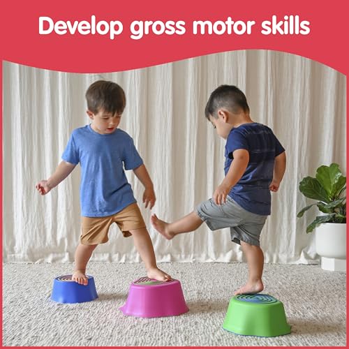 edxeducation Step-a-Trail | Stumps | Set of 3 Stepping Stones | Obstacle Course for Kids | Indoor and Outdoor | Build Gross Motor Skills | for Ages 18M+ - style: Stumps