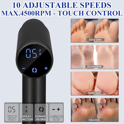 Upgraded Electric Callus Remover for Feet 4500rpm, Adjustable Speed Electric Foot Callus Remover Foot Sander Grinder Pedicure File for Women Men Dead Skin Cracked Heels (Black)
