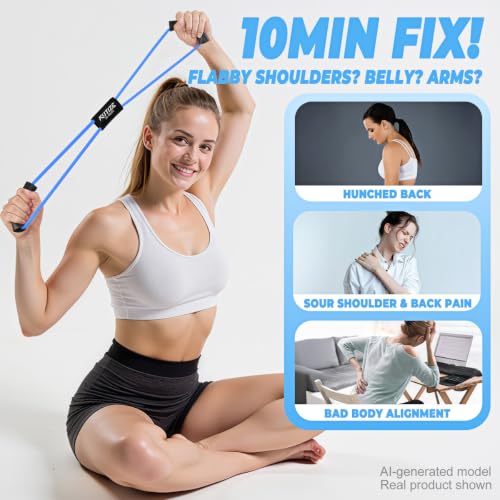 KUTIZE Figure 8 Resistance Bands for Women Men, Exercise Bands with Handles, 8 Shaped Resistance Bands for Back, Arm, Chest & Shoulder Workout, Home Gym Equipment for Yoga, Pilates, Physical Therapy - style: 1-Blue