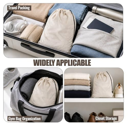 6 Pcs Shoe Bags for Travel Packing, Large Dustproof Shoe Covers With Drawstring for Handbags Sneaker, Washable Soft Flannel Storage Pouch for Traveling Suitcase Gym Closet Organizer