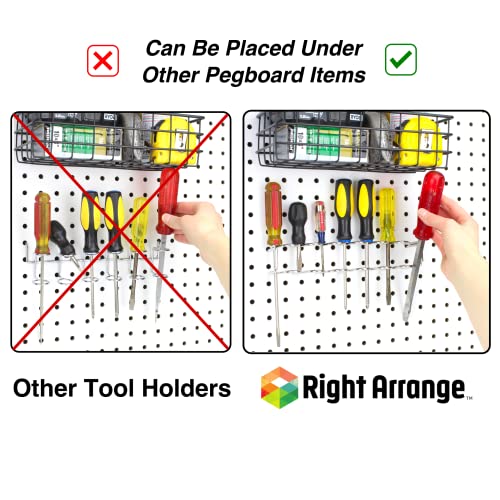 Pegboard Screwdriver Holder, 2-Pack - Hooks to Any Peg Board - Screwdriver and Pliers Rack Accessory Tool Organizer - Organization Accessory for Workbench, Garage, Tool Shed, Craft Room - size: 2 Pack
