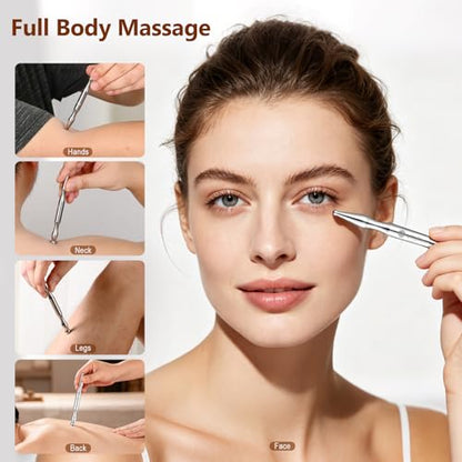 304 Stainless Steel Acupuncture Pen Pain Relief Face & Body Massage | Trigger Point Massager for Neck, Jaw & Feet—Full Body Pain Relief with Acupressure Therapy, Portable Deep Tissue Relief Tool
