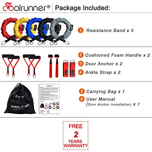 14 PCS Resistance Bands Set, Exercise Tubes, 20lbs to 40lbs Workout Bands | with Handles Protective Nylon Sleeves Door Anchor Ankle Strap, Elastic Exercise Bands for Men Women - up to 150lbs