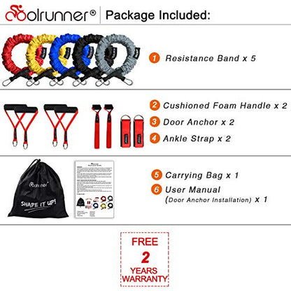 14 PCS Resistance Bands Set, Exercise Tubes, 20lbs to 40lbs Workout Bands | with Handles Protective Nylon Sleeves Door Anchor Ankle Strap, Elastic Exercise Bands for Men Women - up to 150lbs