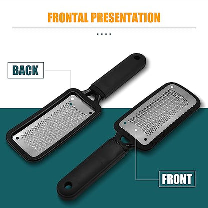 Foot Files Foot Scrubber Pedicure, Stainless Steel Callus Remover for Feet, Professional Foot Grater Rasp Scraper to Hard Skin Corns for Dry and Wet Fee - style: 1X Foot Files(Black)