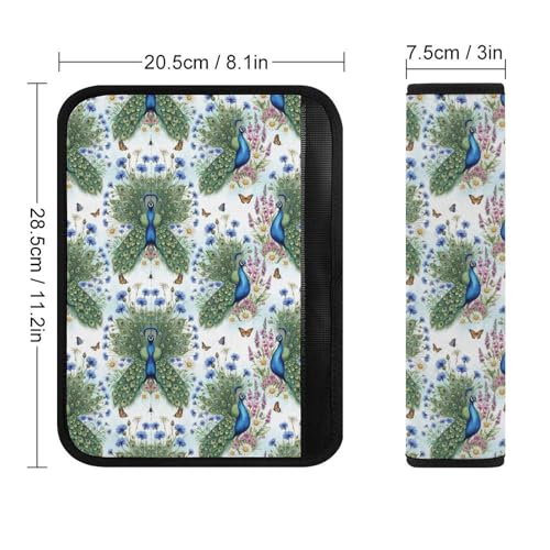 Universal Soft and Comfortable Seat Belt Shoulder Pad for Adult Use, Most Cars, 1 Pair Painting Feather Royal Peacock Bird Harness Pads Strap Anti-Slip Pad - color: Pattern 115