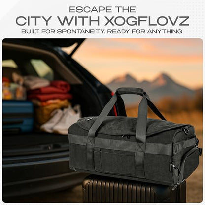 3-in-1 Duffle Bag Backpack with Shoe & Laptop Pocket, Cup Holder, Ventilated Gym & Travel Bag (Black) - color: Black