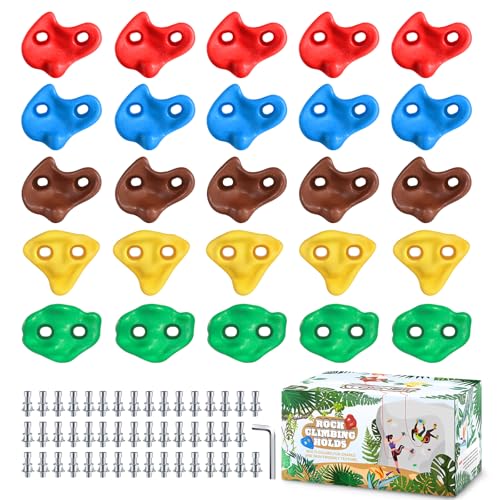TOPNEW 25PCS Rock Climbing Holds for Kids, Large Climbing Holds for Play Set, Swingset - Adult Rock Wall Holds with Mounting Hardware for Indoor Outdoor Rock Climbing Wall - style: 25 PCS Rock Climbing Holds