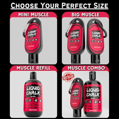 PowerGrip Liquid Chalk – Sweat-Proof, No-Mess Grip Enhancer for Weightlifting, Rock Climbing & Gymnastics - size: 2x 50ml bottles