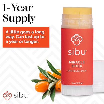 sibu Miracle Stick with Himalayan Sea Buckthorn, 2 ounces | Soothes dry skin, bug bites, sunburn, windburn and chafing. Large, long-lasting size.