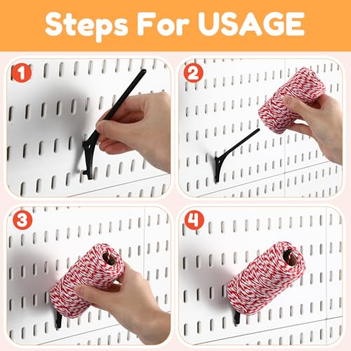 Geelin 20 Pcs Black Pegboard 45° Spool Hooks Compatible with IKEA Skadis Pegboard Accessories Display Hook Organizer for Craft Embroidery Sewing Thread Tape Paper Rolls - color: Black