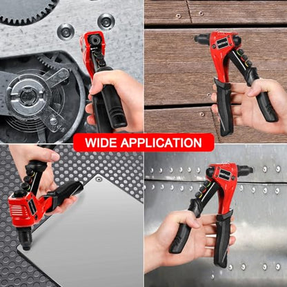 WETOLS Pop Rivet Gun Kit with 200 Blind Rivets, Upgraded Manual Single Hand Riveter with 4 Tool-Free Interchangeable Rivet Heads and 4 Drill Bits, Pop Rivet Tool Kit with Sturdy BMC Carrying Case - size: Regular Rivet Gun