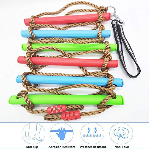 Climbing Rope Ladder Kids Tree Swing with Hanging Strap, Indoor and Outdoor Backyard Playground Play Swing Sets Climber Training Accessories Attachment