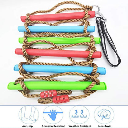 Climbing Rope Ladder Kids Tree Swing with Hanging Strap, Indoor and Outdoor Backyard Playground Play Swing Sets Climber Training Accessories Attachment