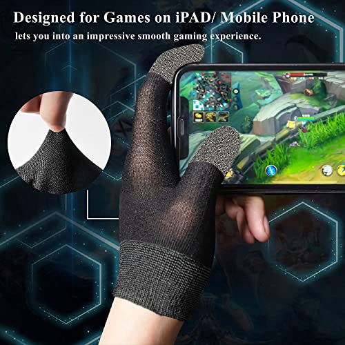 Gaming Gloves for Sweaty Hands, Ultra-Thin Breathable Touchscreen Game Gloves with Thumb Finger Sleeves for iPad Tablet/Mobile Phone - size: Medium