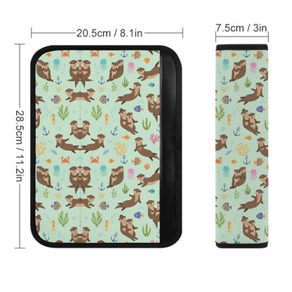 2PCS Breathable Car Seat Belt Pad for Elderly Support, Stroller Pushchair High Chair, Sea Otters Seat Belt Cushion, Anti-Slip Pad - color: Pattern 400