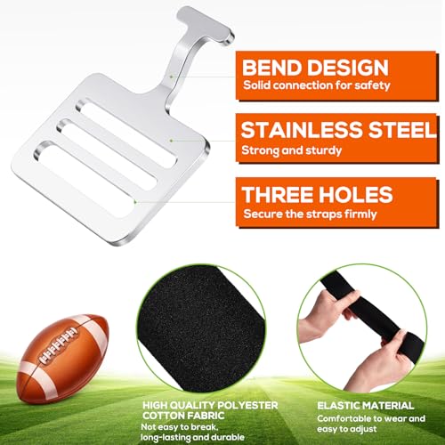 Fabbay Shoulder Pad T Hook with Elastic Strap,Include Silver Metallic Football T Hook for Youth Adult Football Shoulder Pad Straps - size: 1.5 Inch