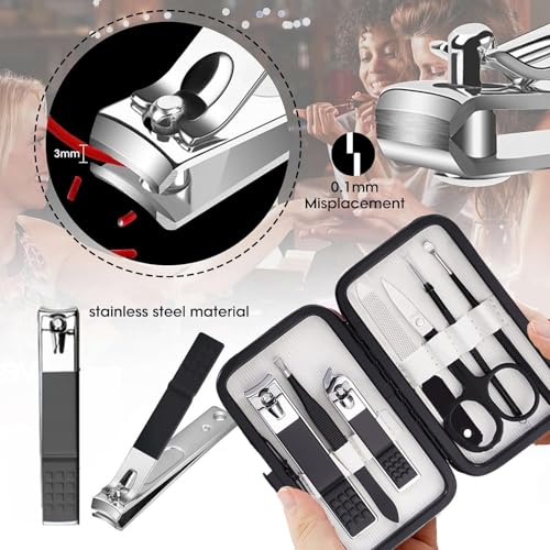 Nail Clipper Kit Nail Care Set for Men Women Nail Clipper Set Manicure Kit | Travel Manicure Set with Case Toe Finger Nail Clippers Personal Care Tools Nail Clipper Grooming Kit Gfit for Men Women - color: Black White