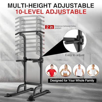 Garvee Freestanding Power Tower Pull Up & Dip Station for Home Gym, Adjustable Pull Up Bar 300 Lbs Capacity, Multi-Function Chin Up Bar Machine