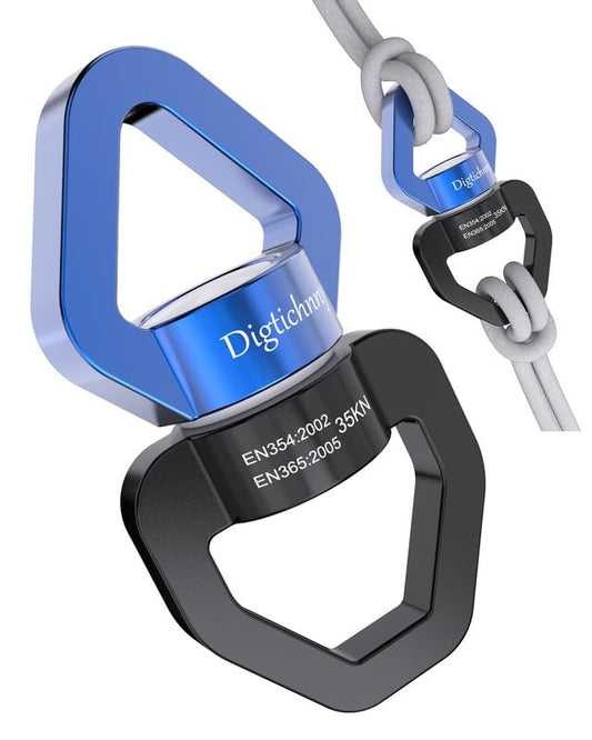 35KN Swing Swivel, Spinner for Indoor Outdoor Swings, Black Blue | For hanging chairs, aerial yoga, hammocks, tire swings, kids' swings, gym rings, web tree swings, smooth rotation - color: Black Blue, size: 1 pack