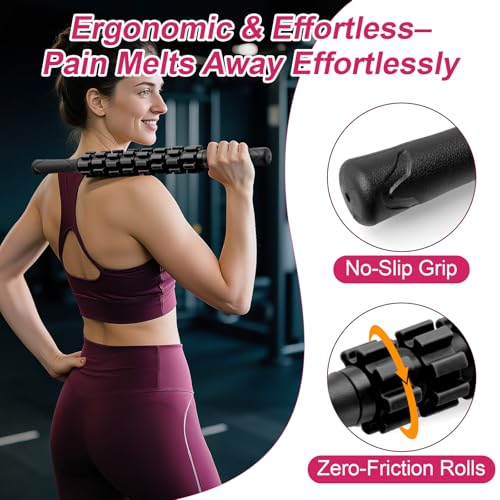 Muscle Roller Stick, Muscle Roller, Liposuction Massage Roller for Lymphatic Drainage, Massager Stick for Relief Muscle Soreness, Trigger Points, Help Exercise Runner Legs, Back Recovery - color: Black