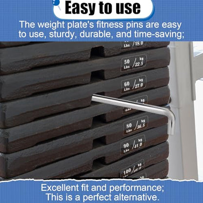 NQEUEPN Weight Stack Pin, 3/8 Inch Diameter Weight Loading Pin L Shaped Stack Extender Selector Inserts Gym Fitness Equipment for Home Gym Accessories - size: 4.4 Inch