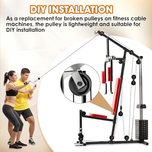 114mm/4.5" Universal Nylon Bearing Pulley System, Gym Workout Cable Pulley Wheel & Weight Attachment Replacementfor Home Gym, Pulldown Smith Machine, Garage Lifting Equipment - color: Black-4pcs