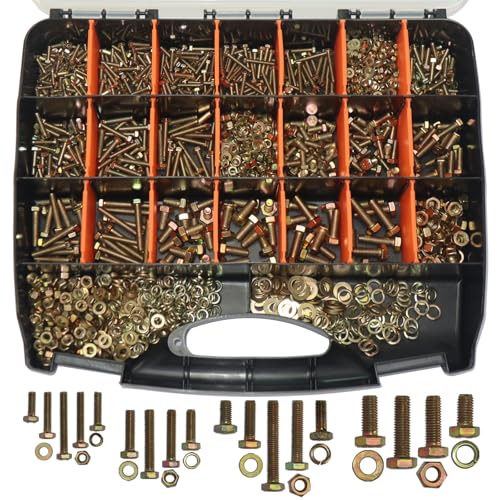 1008PCS Metric Bolt Assortment - Heavy Duty Grade 8.8 M4 M5 M6 M8 Metric Bolts and Nuts Assortment, Nut and Bolt Assortment Kit, Bolts and Nuts Kit (12-40mm), Yellow Zinc Plated, Corrosion Resistant - size: 1008PCS Metic Hex Bolt Kit M4~M8, Grade 8.8