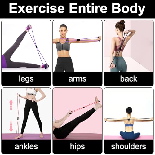 Figure 8 Fitness Resistance Bands with Handles, Exercise Elastic Bands for Women Arm Shoulder Back Leg Chest Stretch, Workout Equipment for Yoga, Pilates, Physical, Therapy, Home Gym Fitness, 3 Pack