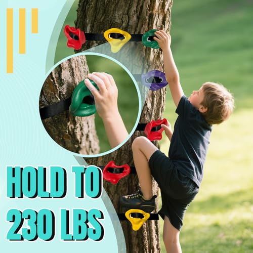 32PCS Rock Wall Climbing Holds and 12 PCS Large Tree Climbing Holds for Kids, Large Climbing Holds Adult Rock Wall Holds Climbing Rock Wall Grips for Indoor and Outdoor Playground Play Set