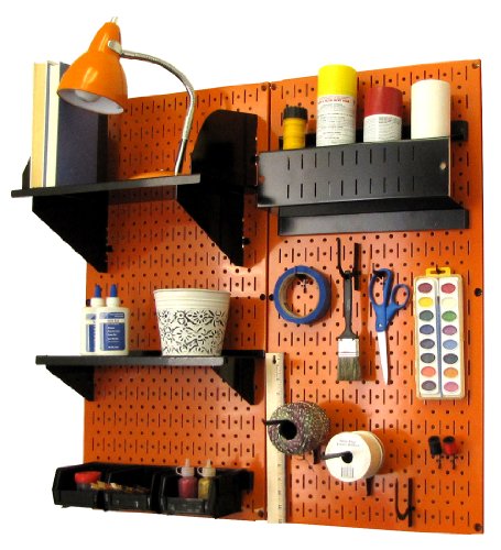 Wall Control Craft & Hobby Pegboard Organizer Storage Kit with Orange Pegboard and Black Accessories - color: Orange Pegboard Black Accessories