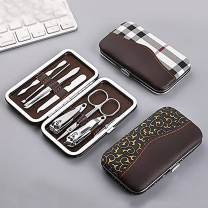 7-Piece Manicure Set - Stainless Steel Nail Clippers & Grooming Kit with Leather Case - Perfect for Home, Travel, Gifts, & Outdoor Use for Men & Women