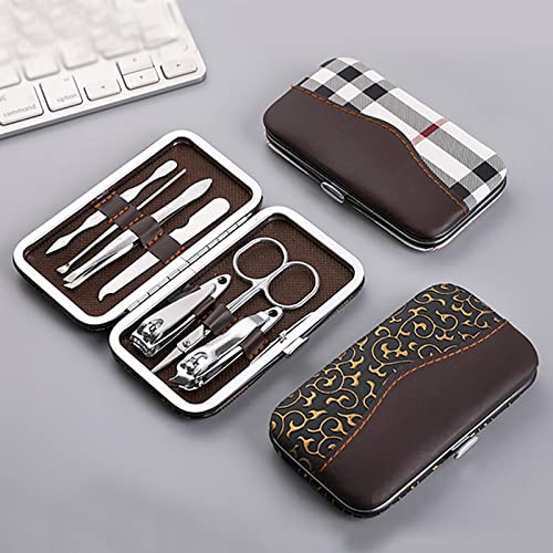 7-Piece Manicure Set - Stainless Steel Nail Clippers & Grooming Kit with Leather Case - Perfect for Home, Travel, Gifts, & Outdoor Use for Men & Women
