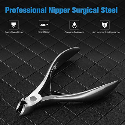 FERYES Toenail Clippers for Ingrown,Thick Toenails, 4R13 Stainless Steel Large Handle Fingernail Clipper,Nail Clipper - Silver - color: Silver