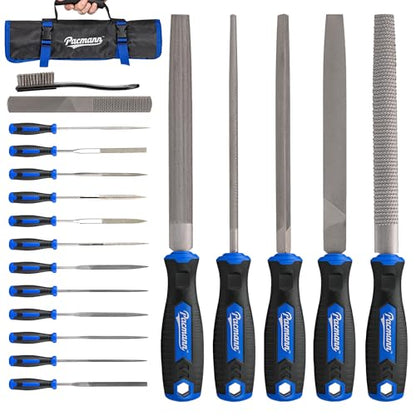 32PCS Metal File Set, Diamond Steel Needle Files, Wood Rasp | 4 Way Riffler File, Sandpapers, Wire Brush with Tool Bag for Metal, Wood, Plastic, Jewelry Carving, Polishing